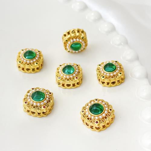 Brass Spacer Beads gold color plated DIY & micro pave cubic zirconia gold nickel lead & cadmium free Approx 1.6mm Sold By PC