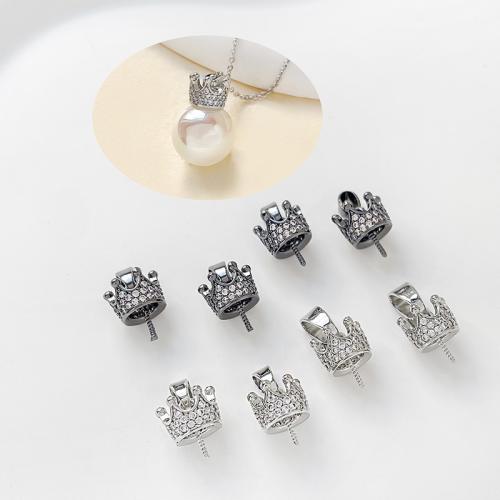 Brass Peg Bail Crown plated DIY & micro pave cubic zirconia nickel lead & cadmium free Sold By PC