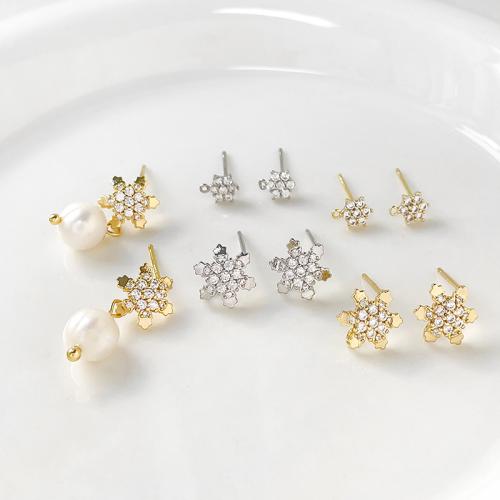 Brass Earring Stud Component, plated, DIY & different designs for choice & micro pave cubic zirconia, more colors for choice, nickel, lead & cadmium free, Sold By PC