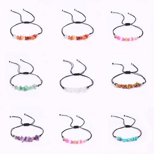 Gemstone Bracelets, Natural Stone, with Cotton Thread, handmade, fashion jewelry & different materials for choice & Unisex, Length:6.29-10.23 Inch, Sold By PC