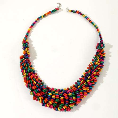 Wooden Necklace, Tibetan Style, with Wood, with 5cm extender chain, handmade, fashion jewelry & for woman, multi-colored, Length:55 cm, Sold By PC