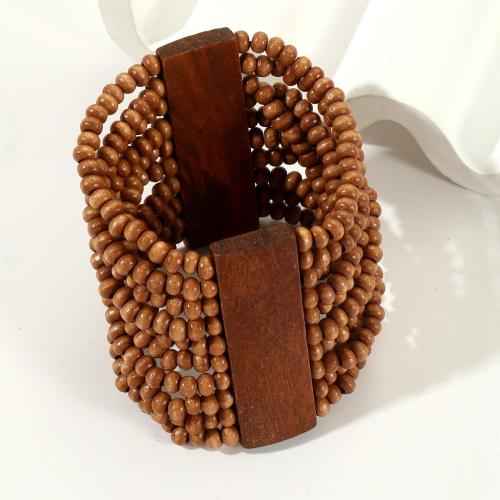 Wood Bracelets with Elastic Thread handmade fashion jewelry & multilayer & for woman multi-colored Sold By PC