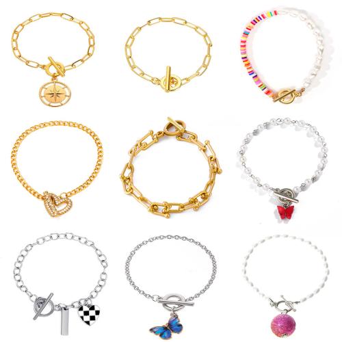 سبائك الزنك سوار, مطلي, مجوهرات الموضة & أنماط مختلفة للاختيار & للمرأة, المزيد من الألوان للاختيار, تباع بواسطة PC