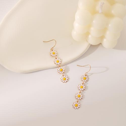 Brass Drop Earring Flower fashion jewelry & for woman & enamel Sold By Pair