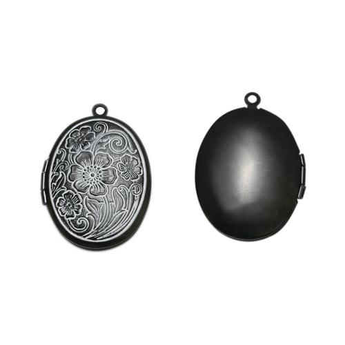 Fashion Locket Pendants 304 Stainless Steel plated DIY black Sold By PC