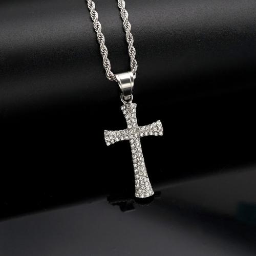 Stainless Steel Cross Pendants, 316 Stainless Steel, plated, DIY & different styles for choice & micro pave cubic zirconia, more colors for choice, Sold By PC