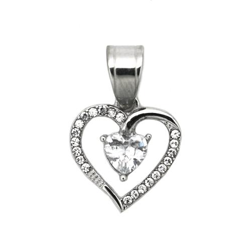 Stainless Steel Heart Pendants, 316 Stainless Steel, plated, DIY & micro pave cubic zirconia, more colors for choice, Sold By PC