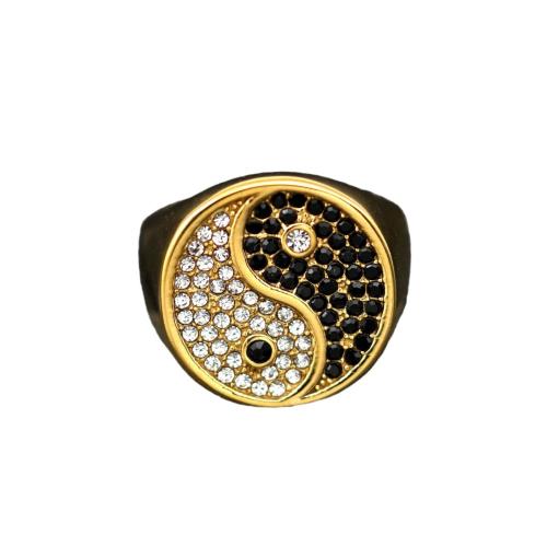Zirkonia Edelstahl-Finger- Ring, 316 Edelstahl, plattiert, verschiedene Größen vorhanden & Micro pave Zirkonia & für Frau, goldfarben, verkauft von PC