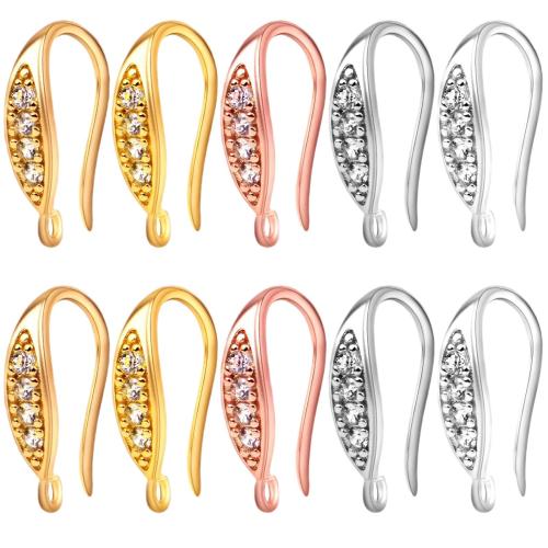 Brass Hook Earwire plated DIY & micro pave cubic zirconia Sold By Lot
