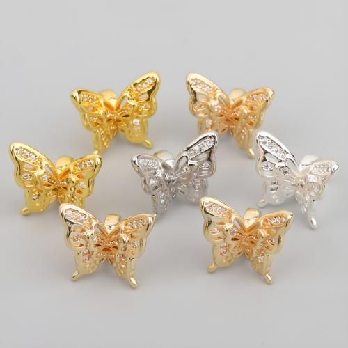Brass Spacer Beads, Butterfly, plated, DIY & micro pave cubic zirconia, more colors for choice, 20PCs/Lot, Sold By Lot