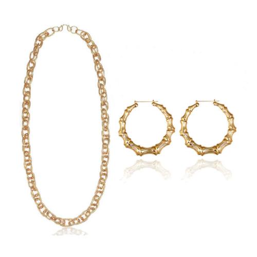 Zinc Alloy Jewelry Sets earring & necklace plated 2 pieces & for woman Sold By Set