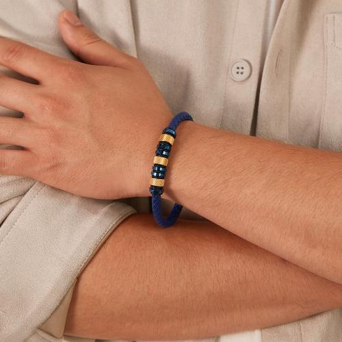 Bijoux bracelet en acier inoxydable, Acier inoxydable 304, avec Aimant & cuir PU, pour homme, plus de couleurs à choisir, Longueur:21 cm, Vendu par PC