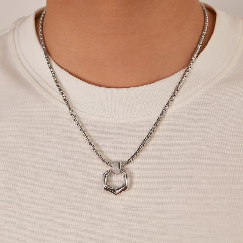 Nerezová ocel šperky náhrdelník, 304 Stainless Steel, s 5cm extender řetězce, pro muže, 23x20mm, Délka 51.5 cm, Prodáno By PC