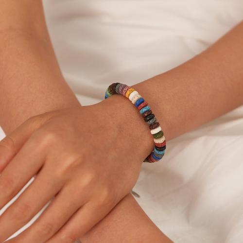 Edelstahl Schmuck Armband, 304 Edelstahl, mit Lava, mit Verlängerungskettchen von 3.5cm, unisex, gemischte Farben, Länge:19 cm, verkauft von PC