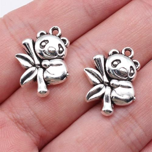 Tibetan Style Animal Pendants, Panda, antique silver color plated, DIY, Sold By PC