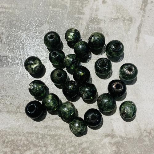 Lampwork Großes Loch Perlen, DIY, grün, 14x13mm, verkauft von PC