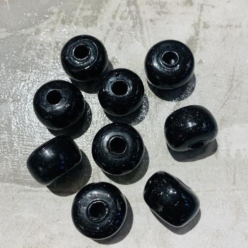 chalumeau perle à grand trou, DIY & autocollant époxyde, noire, 24x17mm, Vendu par PC