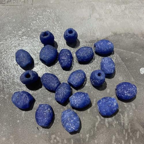 chalumeau perle à grand trou, Seau, fait à la main, DIY, bleu, 16x17mm, Vendu par PC