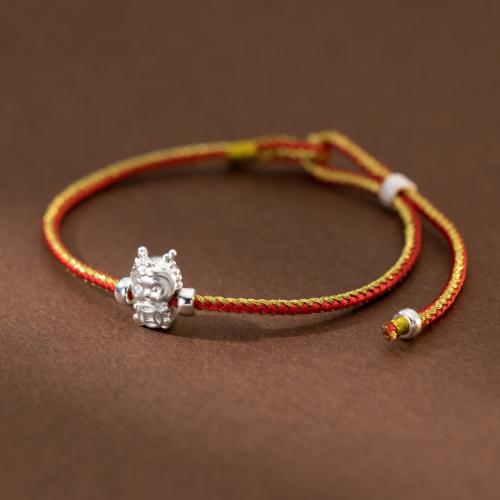 925 Sterling Silver Bracelet with Cotton Cord Dragon & for woman Length Approx 7.9 Inch Sold By PC