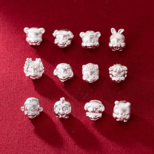 Spacer Χάντρες Κοσμήματα, 925 ασημένιο ασήμι, Κινεζική Zodiac, DIY & διαφορετικά στυλ για την επιλογή, beads length 10-13mm, Τρύπα:Περίπου 3.2mm, Sold Με PC