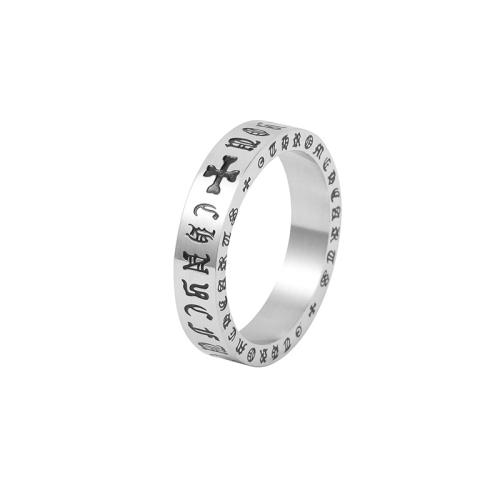 Titanium Steel Δάχτυλο του δακτυλίου, επιχρυσωμένο, για άνδρες και γυναίκες & διαφορετικό μέγεθος για την επιλογή & με σχέδιο επιστολής, περισσότερα χρώματα για την επιλογή, Τρύπα:Περίπου 3.2mm, Μέγεθος:6-12, Sold Με PC