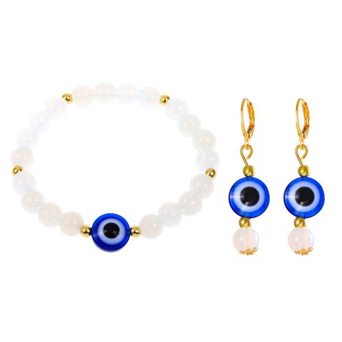 Zinc Alloy Jewelry Sets bracelet & earring with Plastic 2 pieces & fashion jewelry & for woman Sold By Set