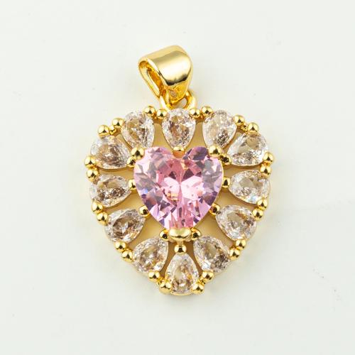 Cubic Zirconia Micro Pave Brass Pendant Heart fashion jewelry & Unisex & micro pave cubic zirconia Sold By Lot