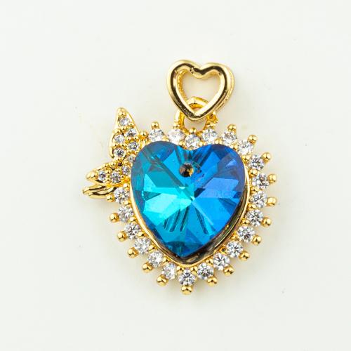 Cubic Zirconia Micro Pave Brass Pendant Heart fashion jewelry & micro pave cubic zirconia & for woman Sold By Lot
