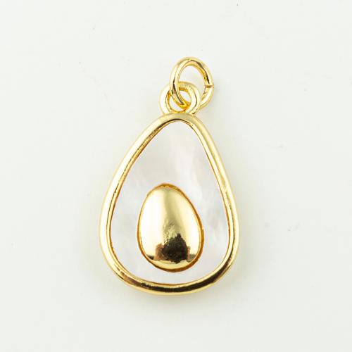 Brass Jewelry Pendants, with Shell, Avocado, fashion jewelry & for woman, golden, 22x13mm, Hole:Approx 3mm, 50PCs/Lot, Sold By Lot