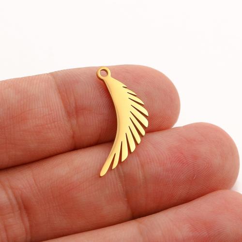 Stainless Steel Pendants 304 Stainless Steel Feather Vacuum Ion Plating DIY Sold By PC