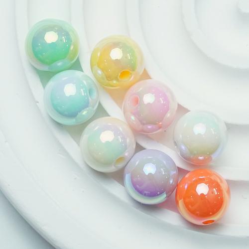 Plated Acrylic Beads, Round, UV plating, DIY & different size for choice, more colors for choice, Approx 100PCs/Bag, Sold By Bag
