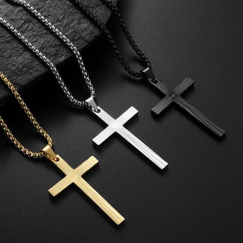 Titanium Steel Necklace Cross plated & for man Sold By PC