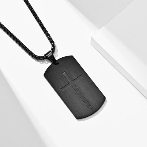 Titanium Steel Necklace, Cross, plated, for man, more colors for choice, Length:60 cm, Sold By PC