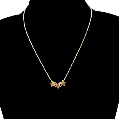 Collar de Aleación de Zinc, Estrella, chapado en color dorado, para mujer, libre de níquel, plomo & cadmio, longitud 41 cm, Vendido por UD