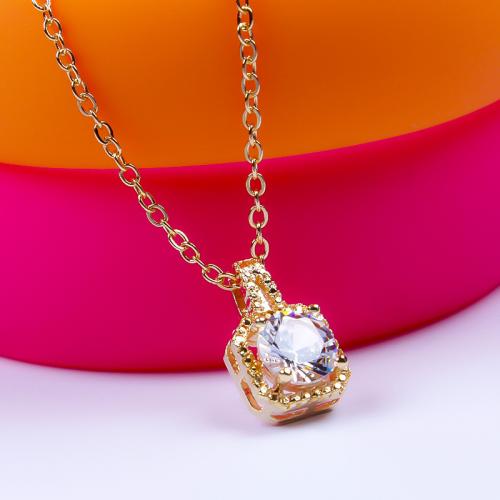 Zinc Alloy Jewelry Necklace with 10CM extender chain Square gold color plated for woman & with rhinestone nickel lead & cadmium free Length 36 cm Sold By PC