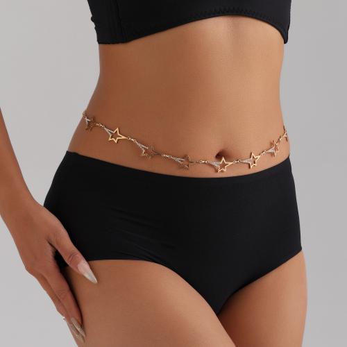 Body Chain Jewelry Zinc Alloy Star gold color plated for woman & with rhinestone nickel lead & cadmium free Sold By PC