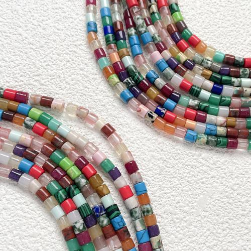 Perles bijoux en pierres gemmes, pierre gemme, pilier, DIY, couleurs mélangées, 4x4mm, Trou:Environ 0.6mm, Environ 86PC/brin, Vendu par brin