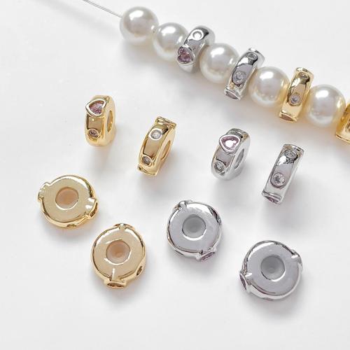 Brass Spacer Beads plated DIY & micro pave cubic zirconia nickel lead & cadmium free Sold By PC