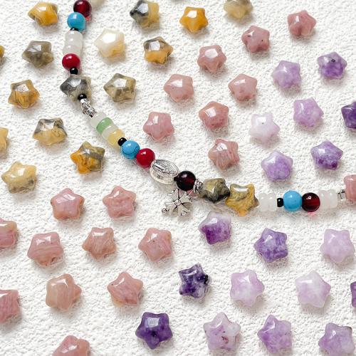 Gemstone Jewelry Karoliukai, Natūralus akmuo, Žvaigždė, Pasidaryk pats & įvairios medžiagos pasirinkimas, daugiau spalvų pasirinkimas, nikelio, švino ir kadmio nemokamai, 10x10mm, Skylė:Apytiksliai 1.3mm, Pardavė PC