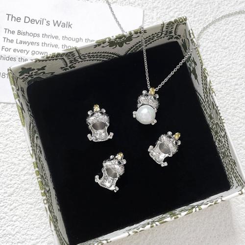 Brass Peg Bail silver color plated DIY & micro pave cubic zirconia silver color nickel lead & cadmium free Sold By PC
