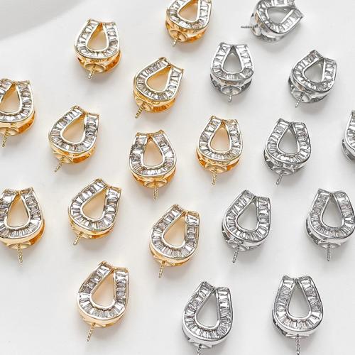 Brass Jewelry Clasps, plated, DIY & micro pave cubic zirconia, more colors for choice, nickel, lead & cadmium free, 10x12mm, Sold By PC