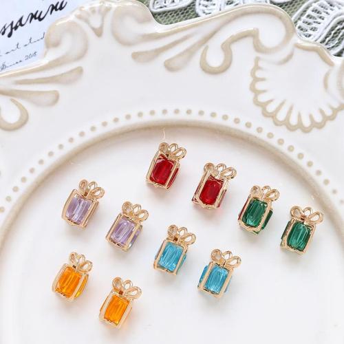 Cubic Zirconia Micro Pave Brass Pendant, gift shape, plated, DIY & micro pave cubic zirconia, more colors for choice, nickel, lead & cadmium free, 10x12mm, Sold By PC