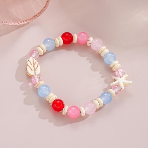 Plastic Bracelet with Elastic Thread & Plastic Pearl handmade fashion jewelry & for woman multi-colored Length 21.5 cm Sold By PC