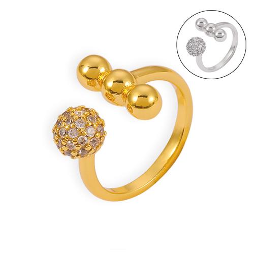 Brass Finger Ring plated fashion jewelry & for woman & with rhinestone Sold By PC
