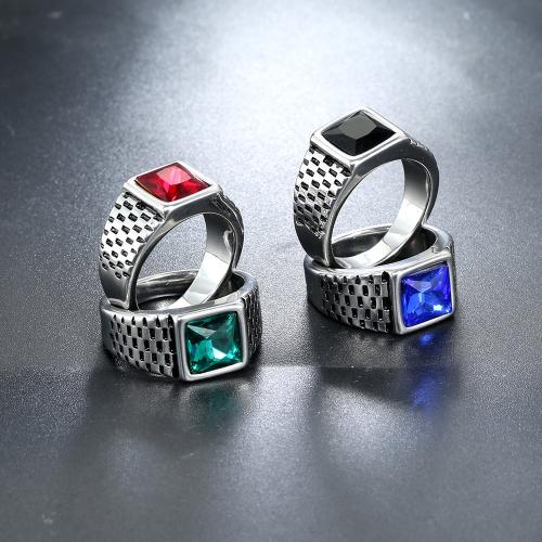 Rozsdamentes acél Finger Ring, 304 rozsdamentes acél, -val Drágakő, különböző anyagok a választás & egynemű & különböző méretű a választás, több színt a választás, Által értékesített PC