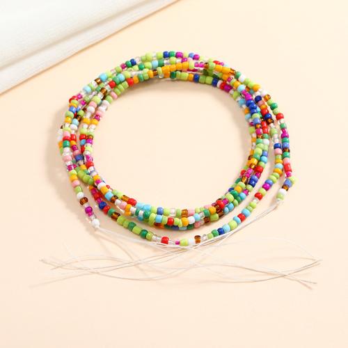 Body Chain Smycken, Seedbead, med Bomullstråd, handgjord, mode smycken & för kvinna, fler färger för val, Längd 110 cm, Säljs av PC