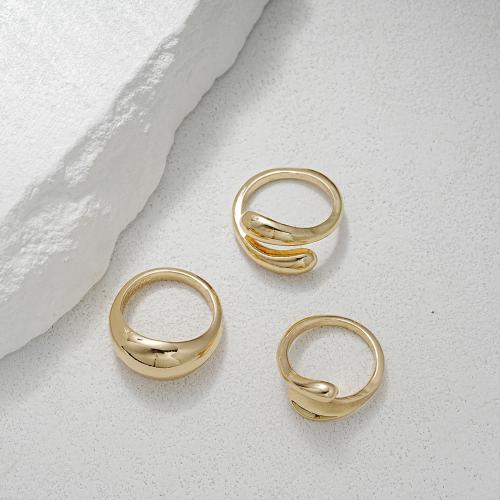 Ensemble d’anneau en alliage de zinc, trois pièces & bijoux de mode & pour femme, Or, Vendu par fixé