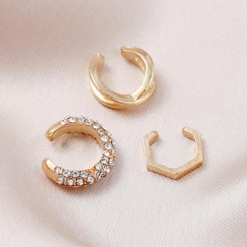 Zinc Alloy Earring Clip with Crystal three pieces & fashion jewelry & for woman Sold By Set