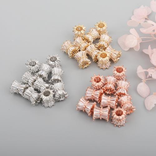 Brass Spacer Beads, plated, DIY & micro pave cubic zirconia, more colors for choice, 20PCs/Lot, Sold By Lot