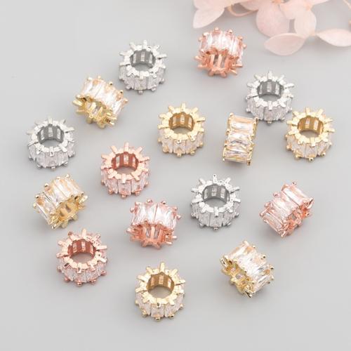 Brass Spacer Beads plated DIY & micro pave cubic zirconia Sold By Lot